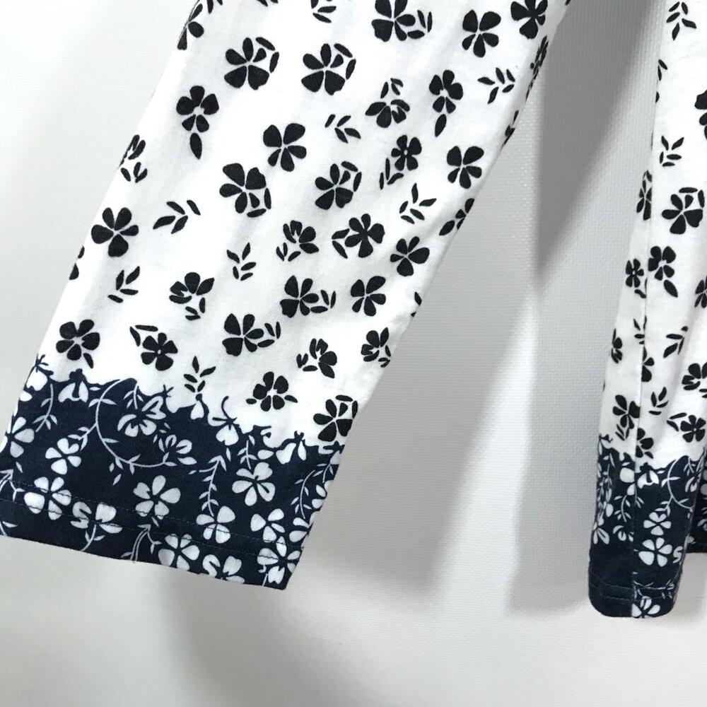 Lightweight Floral Top Navy Blue White Black XL - Picture 4 of 7